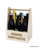 Holz-Flaschenträger MÄNNERHANDTASCHE für 6 Flaschen