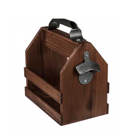 Holz Flaschenhalter mit Metall Flaschenöffner